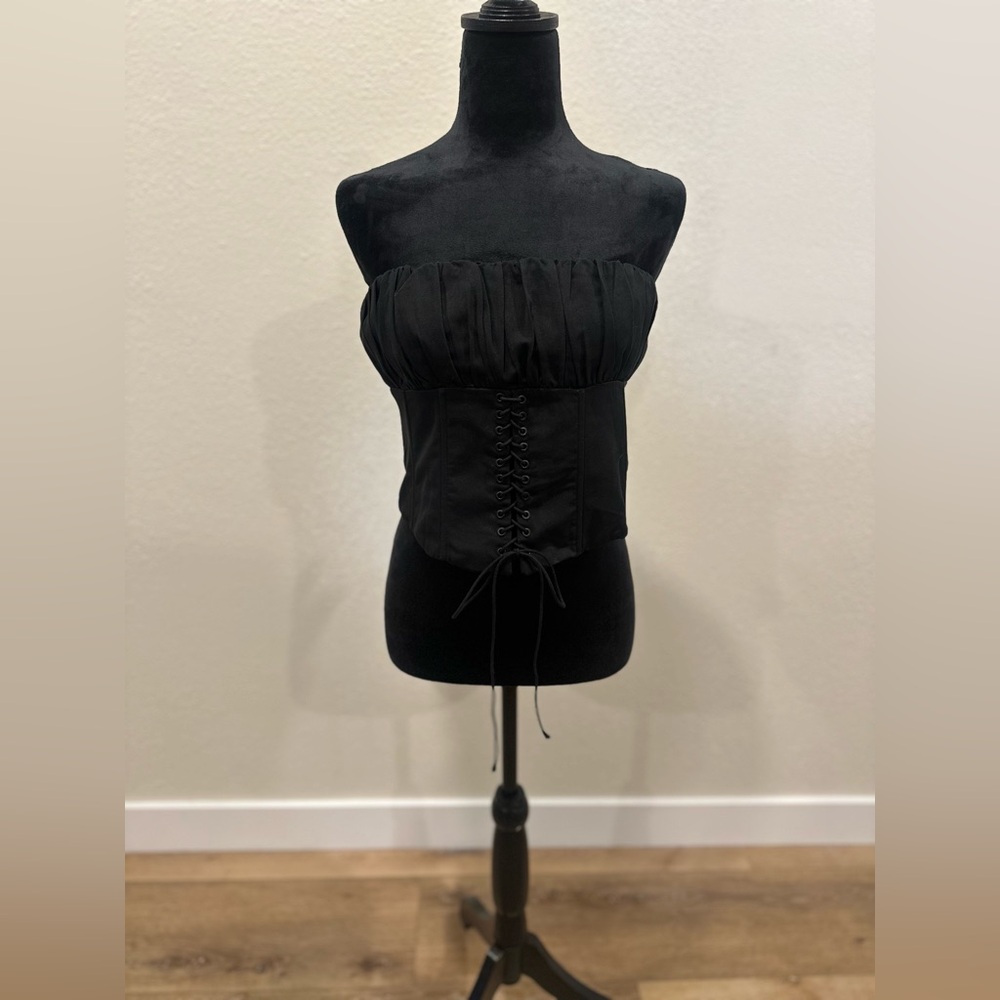 Black Strapless Corset Top